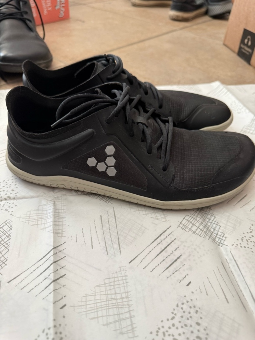 Vivo Barefoot Primus Lite Black All-Weather Lace-Up Sneakers with Cream Sole